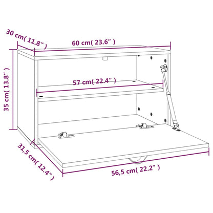 Wandkast 60x30x35 cm massief grenenhout wit