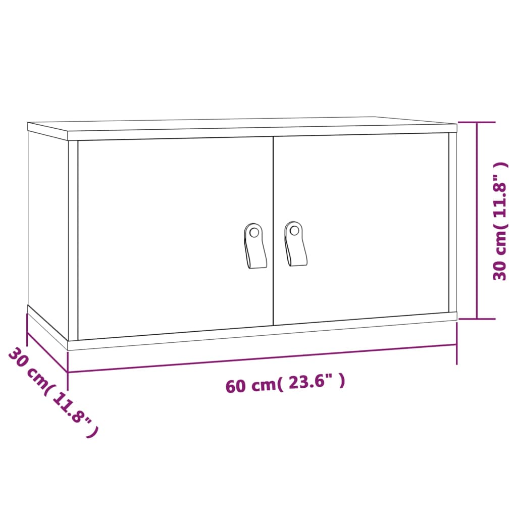 Wandkast 60x30x30 cm massief grenenhout wit