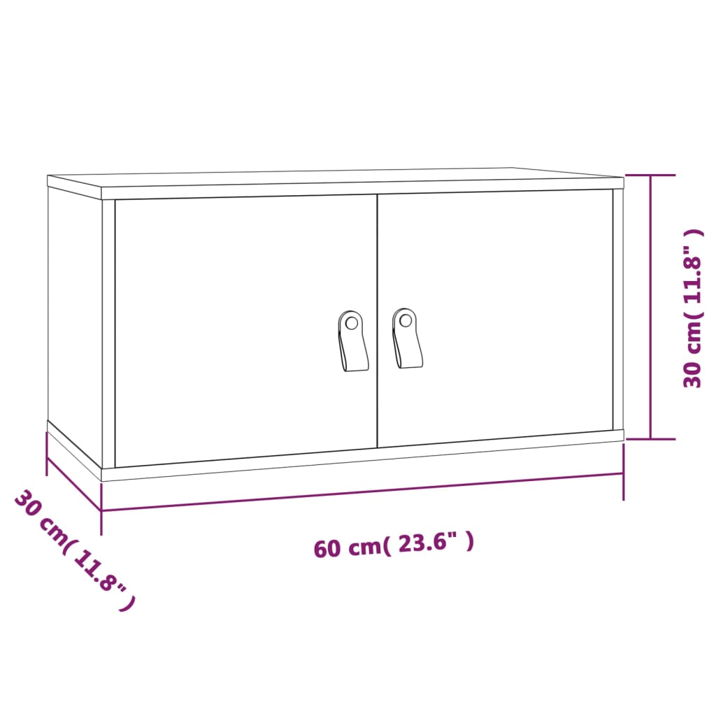 Wandkast 60x30x30 cm massief grenenhout grijs