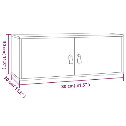 Wandkast 80x30x30 cm massief grenenhout wit