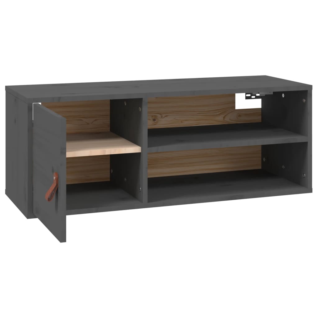 Wandkast 80x30x30 cm massief grenenhout grijs