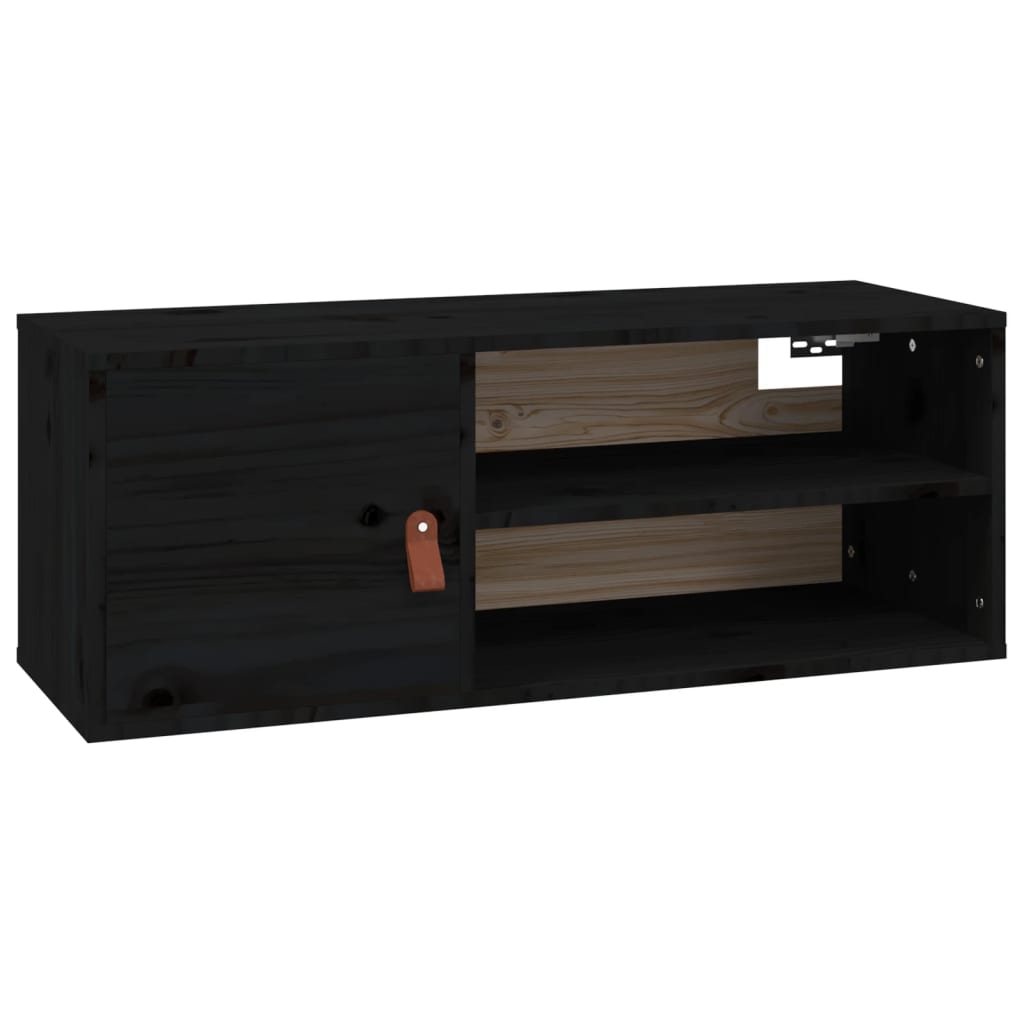 Wandkast 80x30x30 cm massief grenenhout zwart