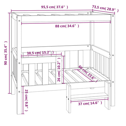 vidaXL Hondenmand 95,5x73,5x90 cm massief grenenhout wit