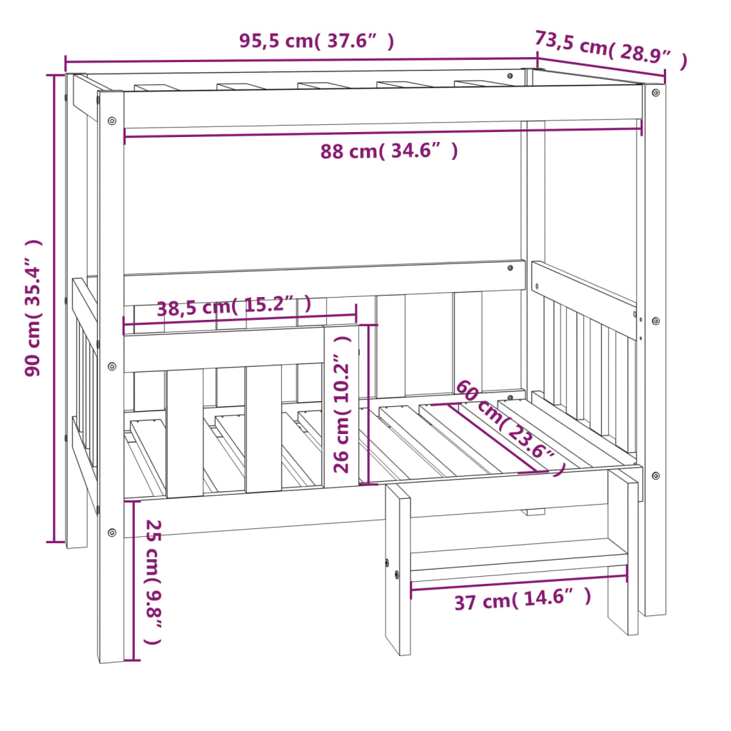 vidaXL Hondenmand 95,5x73,5x90 cm massief grenenhout honingbruin