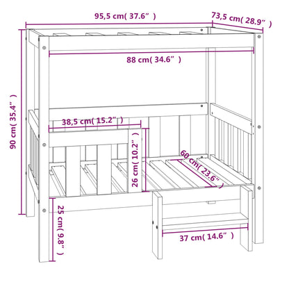 vidaXL Hondenmand 95,5x73,5x90 cm massief grenenhout honingbruin