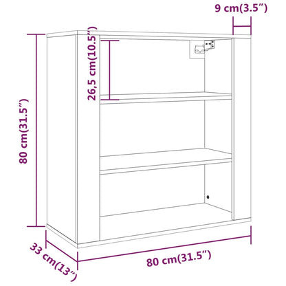 Wandkast 80x33x80 cm bewerkt hout zwart