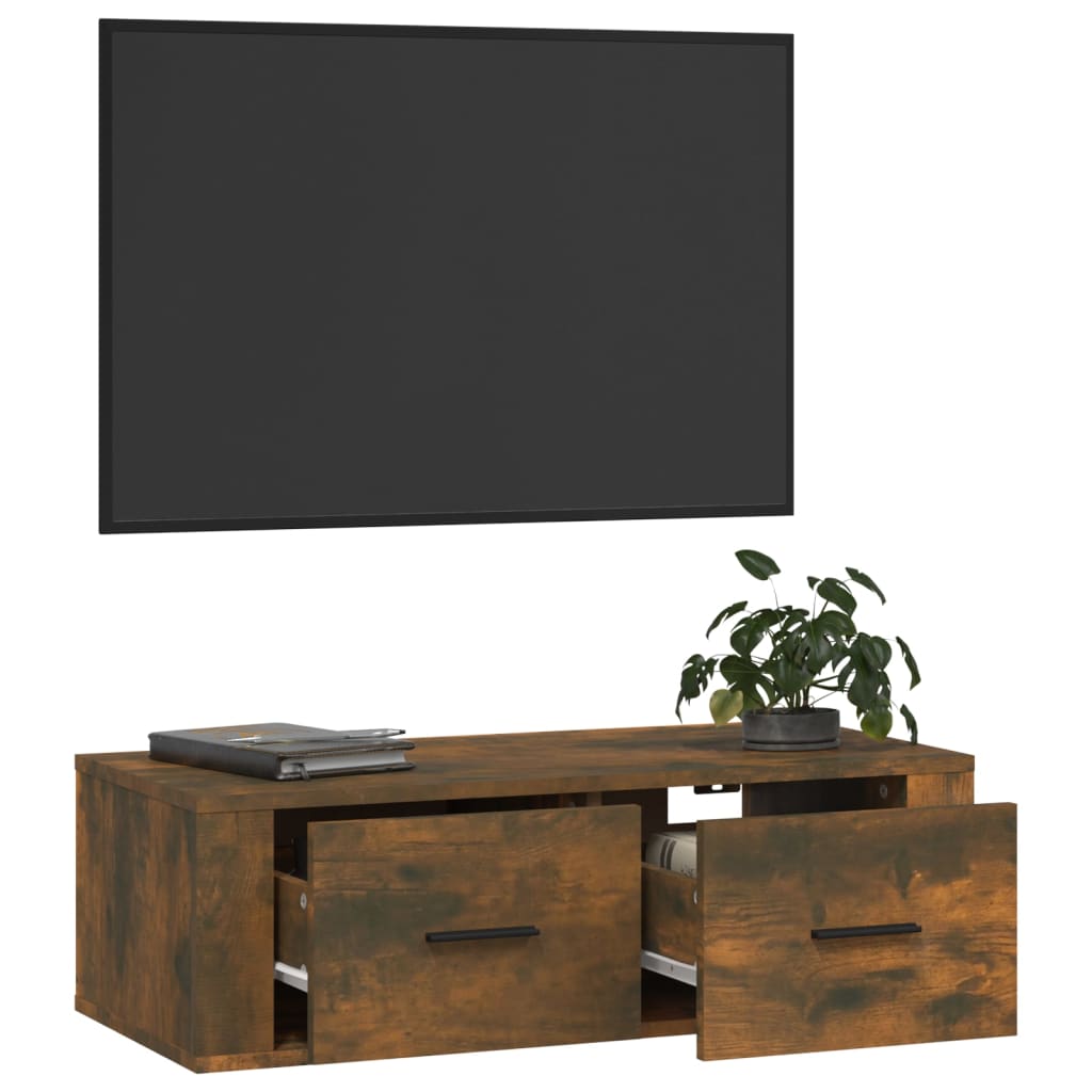 Tv-hangmeubel 80x36x25 cm bewerkt hout gerookt eikenkleurig