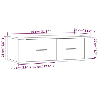 Tv-hangmeubel 80x36x25 cm bewerkt hout gerookt eikenkleurig