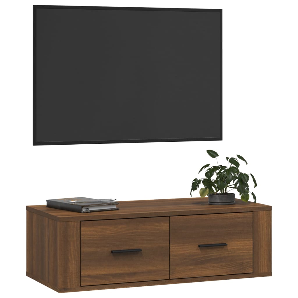 Tv-hangmeubel 80x36x25 cm bewerkt hout bruin eikenkleur