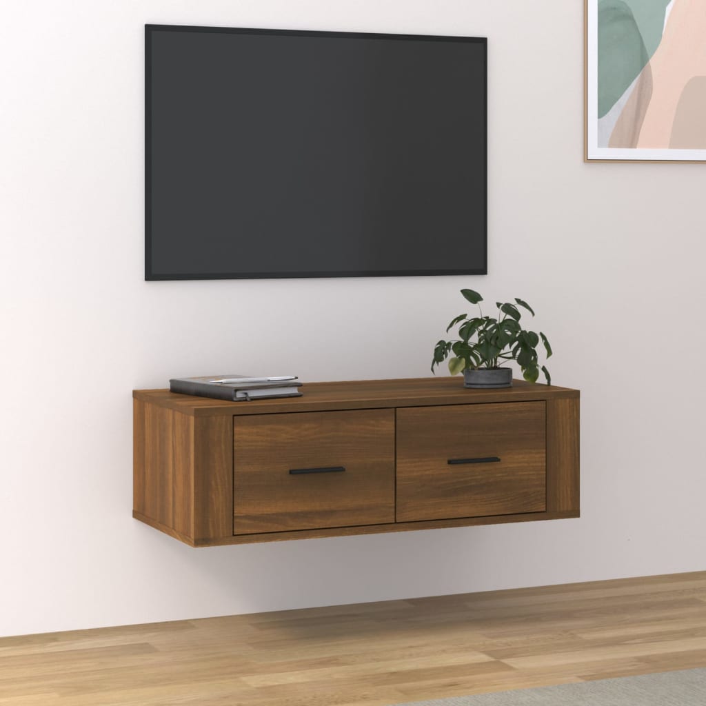 Tv-hangmeubel 80x36x25 cm bewerkt hout bruin eikenkleur