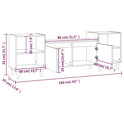 Tv-meubel 160x35x55 cm bewerkt hout hoogglans wit