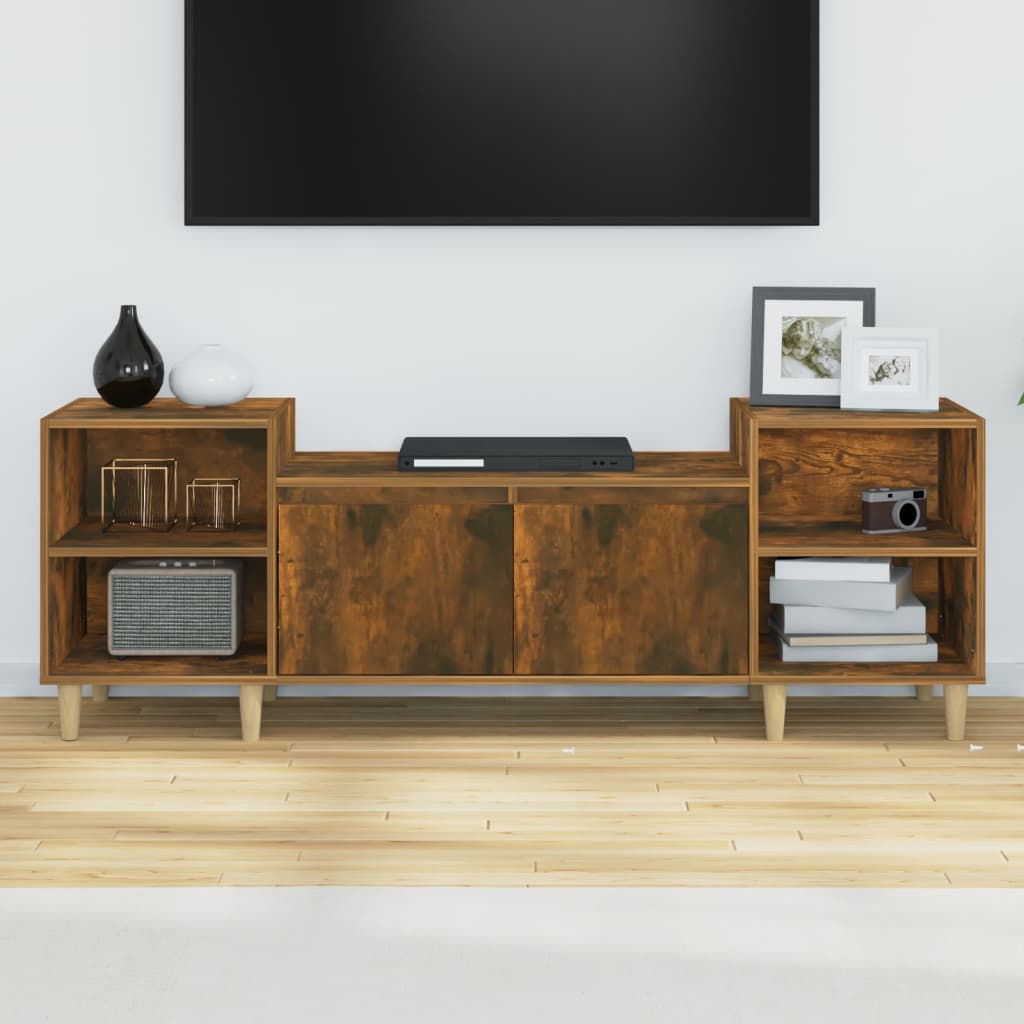 Tv-meubel 160x35x55 cm bewerkt hout gerookt eikenkleurig