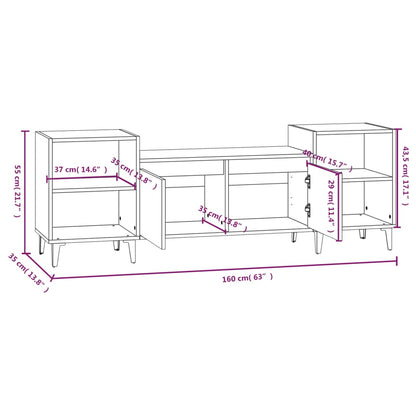 Tv-meubel 160x35x55 cm bewerkt hout hoogglans wit