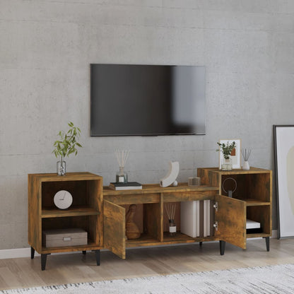 Tv-meubel 160x35x55 cm bewerkt hout gerookt eikenkleurig