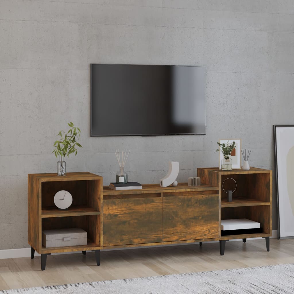 Tv-meubel 160x35x55 cm bewerkt hout gerookt eikenkleurig