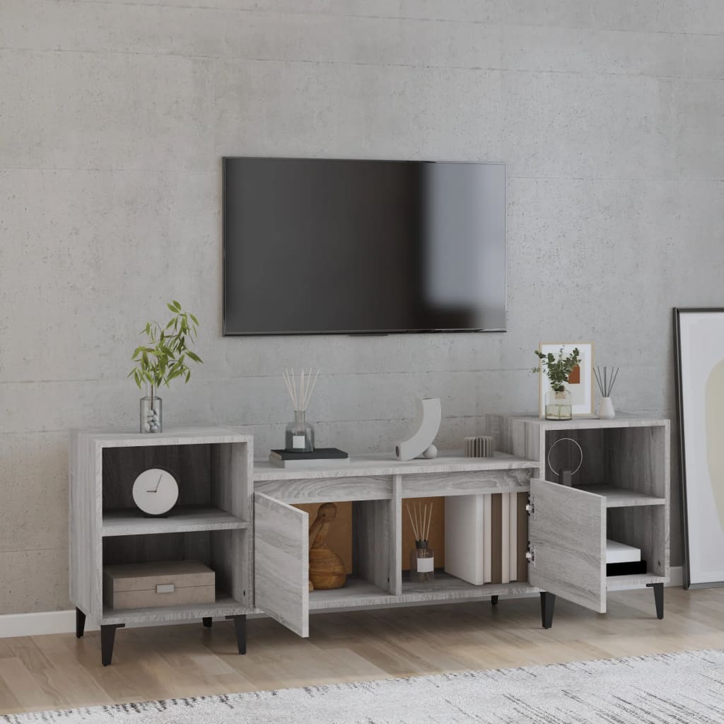 Tv-meubel 160x35x55 cm bewerkt hout grijs sonoma eikenkleurig