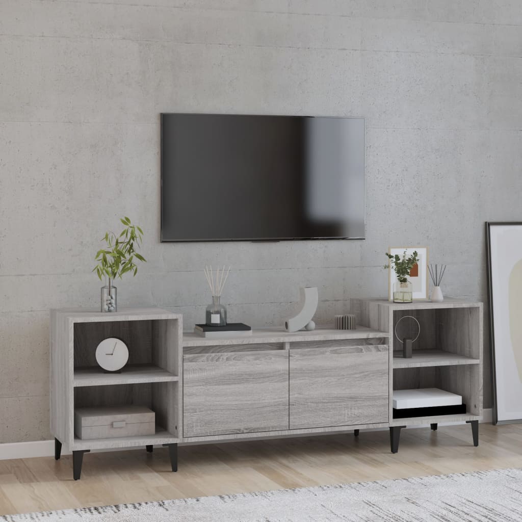 Tv-meubel 160x35x55 cm bewerkt hout grijs sonoma eikenkleurig