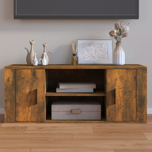 Tv-meubel 100x35x40 cm bewerkt hout gerookt eikenkleurig