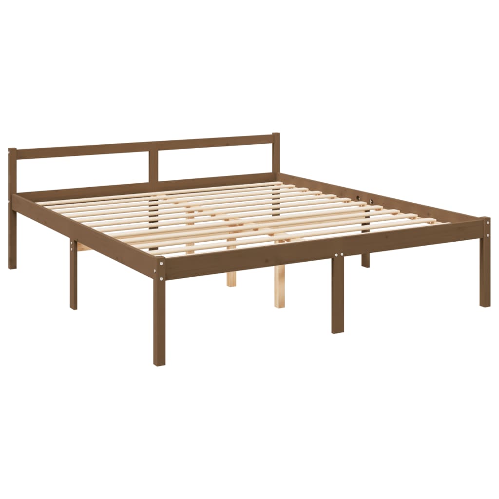 Seniorenbed met hoofdbord massief hout honingbruin 200x200 cm