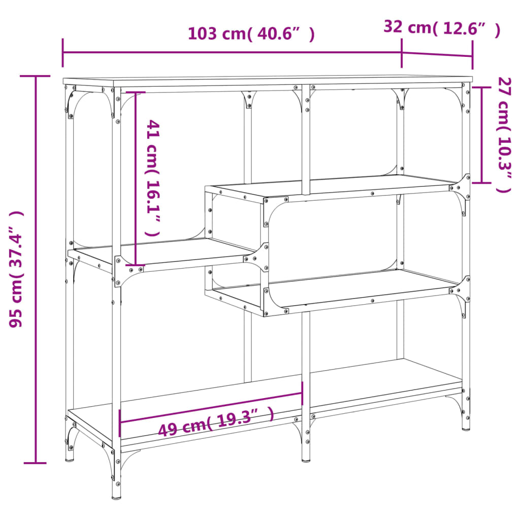 Wandtafel 103x32x95 cm bewerkt hout zwart