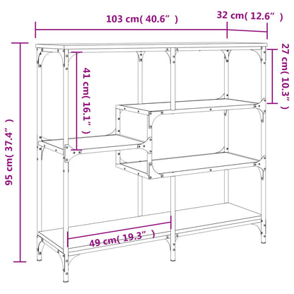 Wandtafel 103x32x95 cm bewerkt hout gerookt eikenkleurig