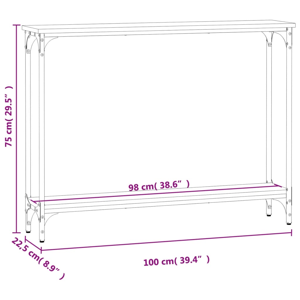 Wandtafel 100x22,5x75 cm bewerkt hout zwart