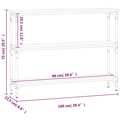 Wandtafel 100x22,5x75 cm bewerkt hout gerookt eikenkleurig