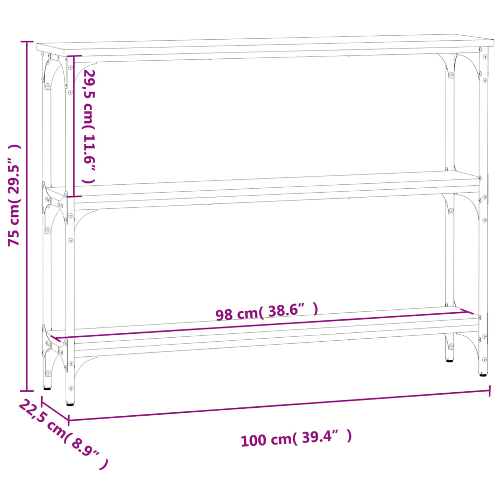 Wandtafel 100x22,5x75 cm bewerkt hout bruin eikenkleur