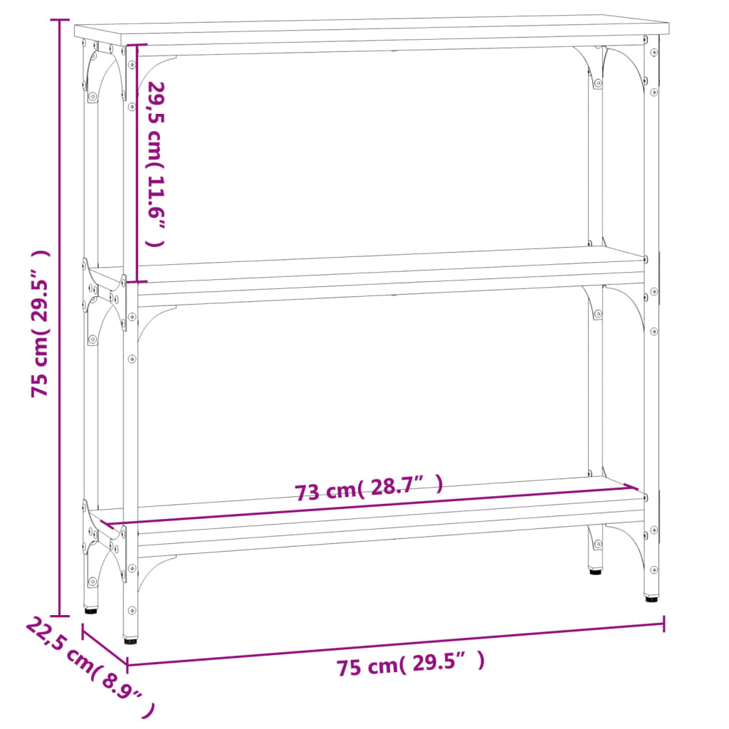 Wandtafel 75x22,5x75 cm bewerkt hout gerookt eikenkleurig