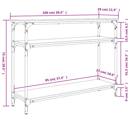 Wandtafel 100x29x75 cm bewerkt hout zwart