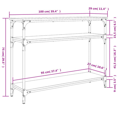 Wandtafel 100x29x75 cm bewerkt hout gerookt eikenkleurig