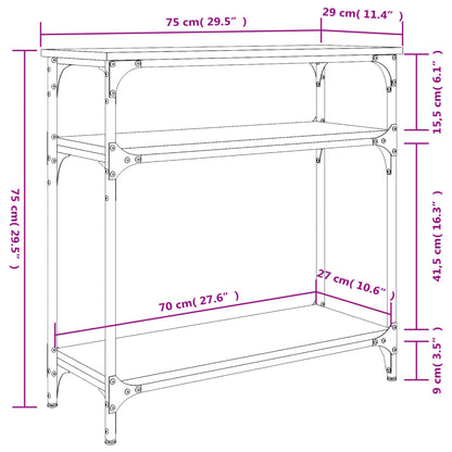 Wandtafel 75x29x75 cm bewerkt hout gerookt eikenkleurig