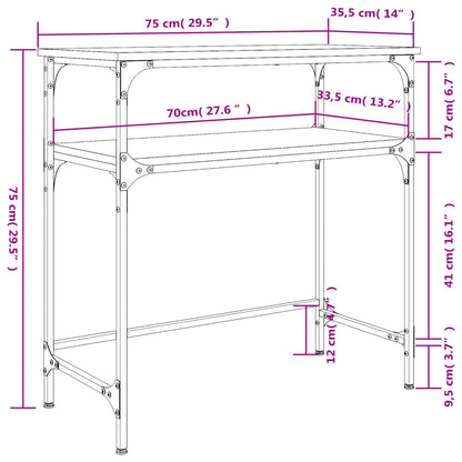 Wandtafel 75x35,5x75 cm bewerkt hout gerookt eikenkleurig