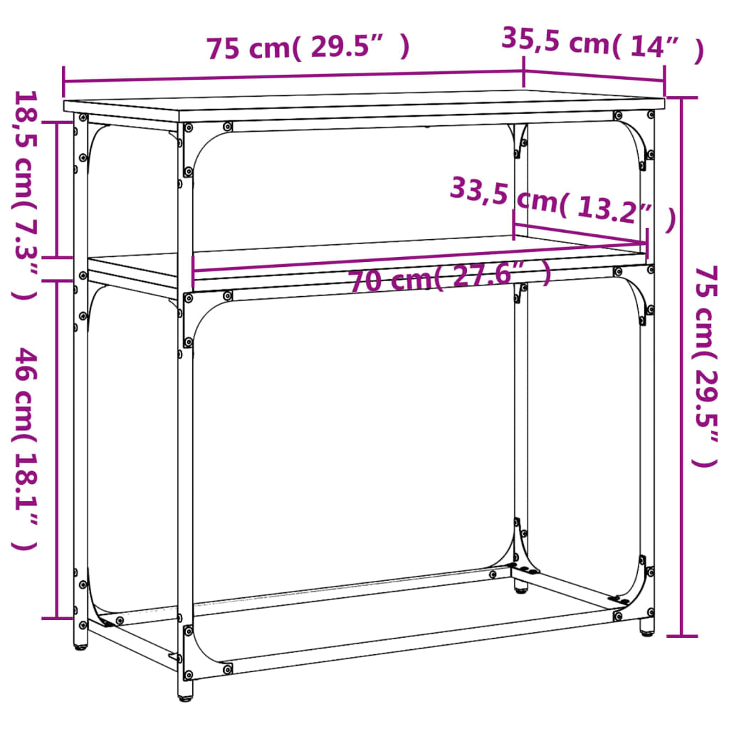 Wandtafel 75x35,5x75 cm bewerkt hout zwart