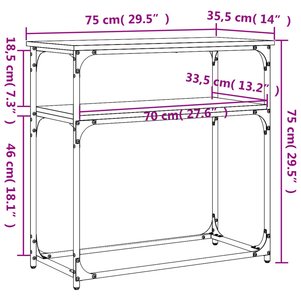 Wandtafel 75x35,5x75 cm bewerkt hout bruin eikenkleur