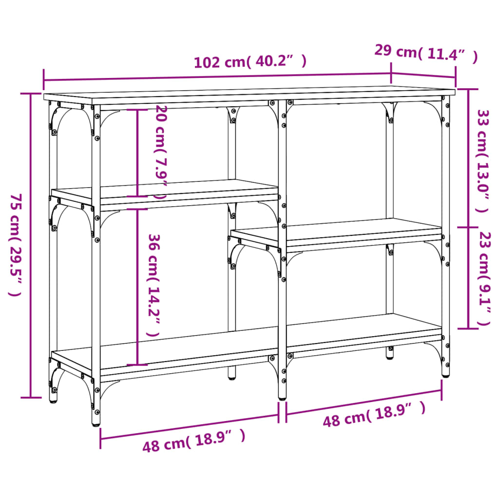 Wandtafel 102x29x75 cm bewerkt hout zwart