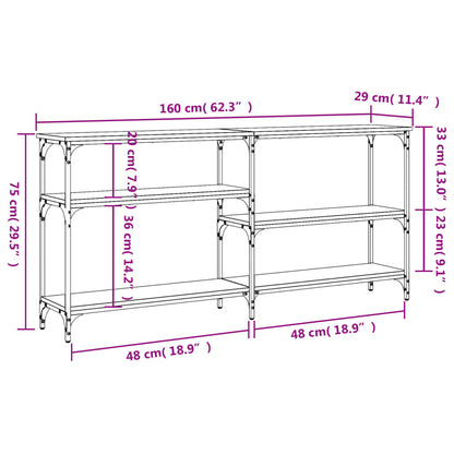 Wandtafel 160x29x75 cm bewerkt hout zwart