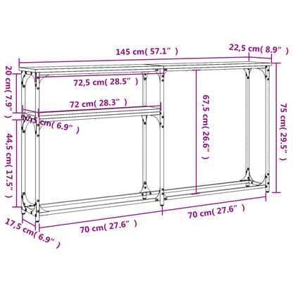 Wandtafel 145x22,5x75 cm bewerkt hout gerookt eikenkleurig