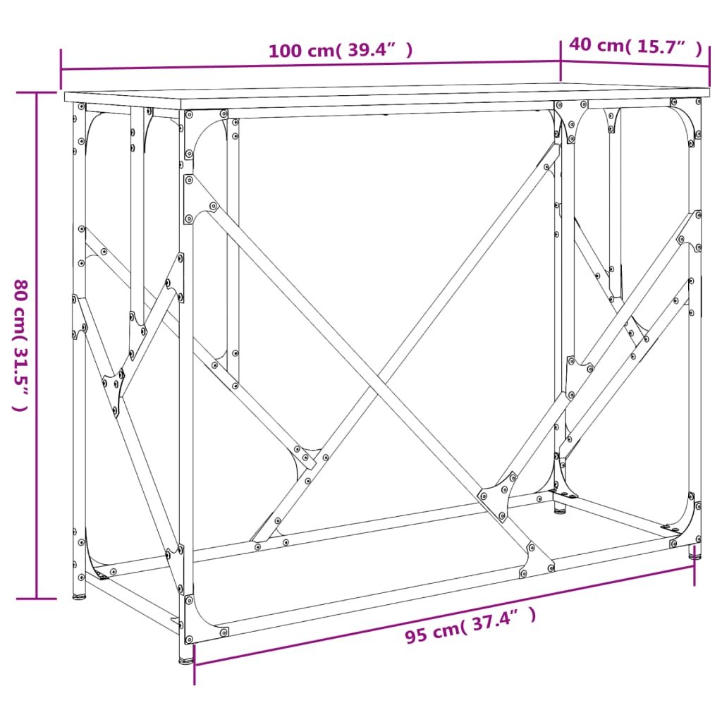 Wandtafel 100x40x80 cm bewerkt hout zwart