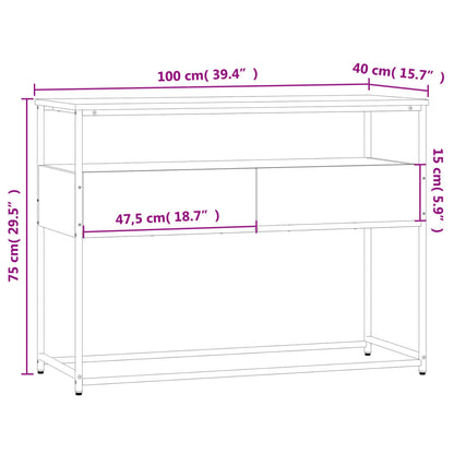 Wandtafel 100x40x75 cm bewerkt hout zwart