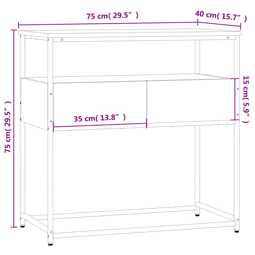 Wandtafel 75x40x75 cm bewerkt hout sonoma eikenkleurig