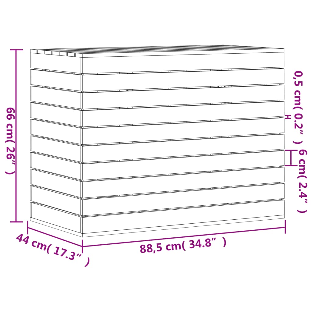 Wasmand 88,5x44x66 cm massief grenenhout zwart