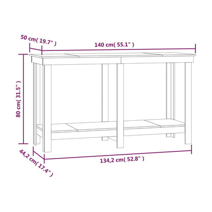 Werkbank 140x50x80 cm massief grenenhout grijs