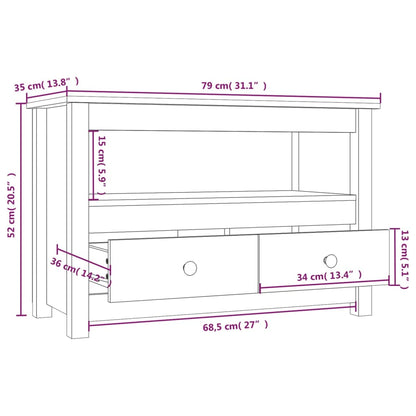 Tv-meubel 79x35x52 cm massief grenenhout grijs