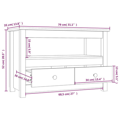 Tv-meubel 79x35x52 cm massief grenenhout zwart