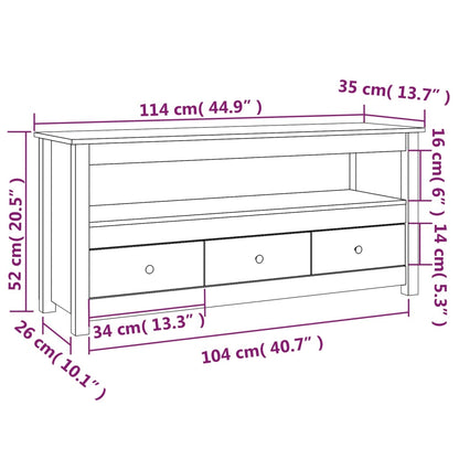 Tv-meubel 114x35x52 cm massief grenenhout honingbruin