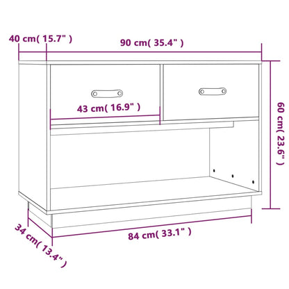 Tv-meubel 90x40x60 cm massief grenenhout grijs