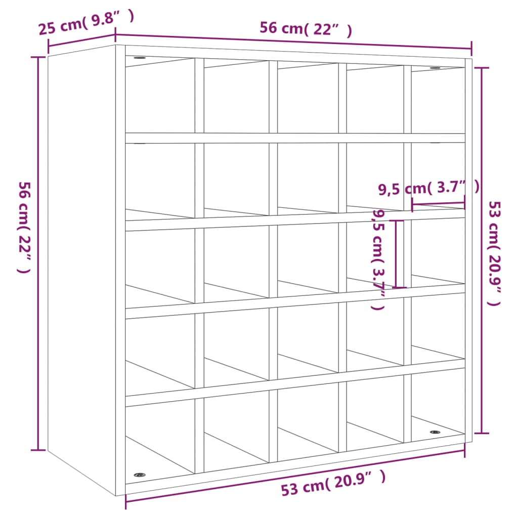 Wijnkast 56x25x56 cm massief grenenhout