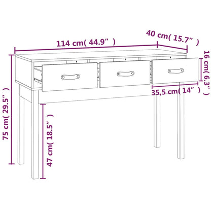 Wandtafel 114x40x75 cm massief grenenhout wit