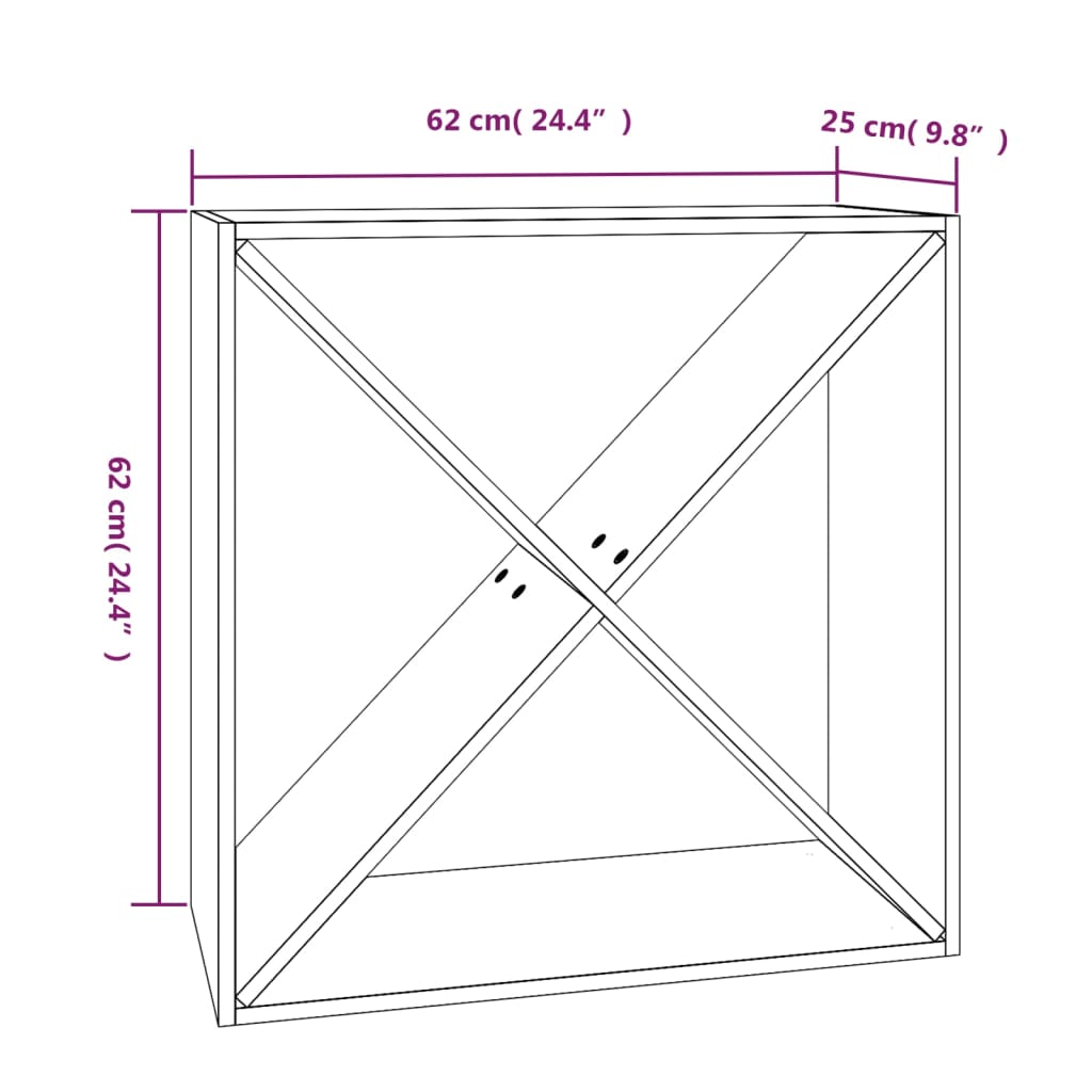 Wijnkast 62x25x62 cm massief grenenhout